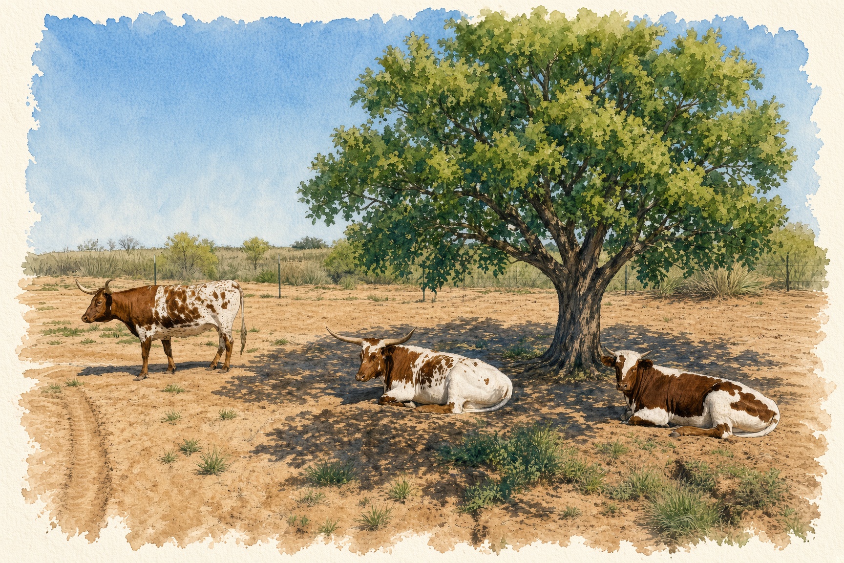 Dolly, Molly, and Holly resting under a pecan tree